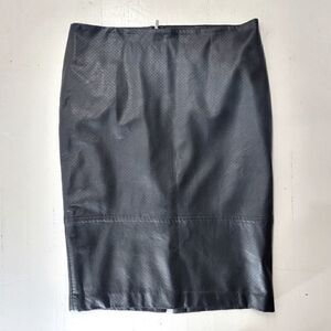 Reitmans black perforated pleather pencil skirt